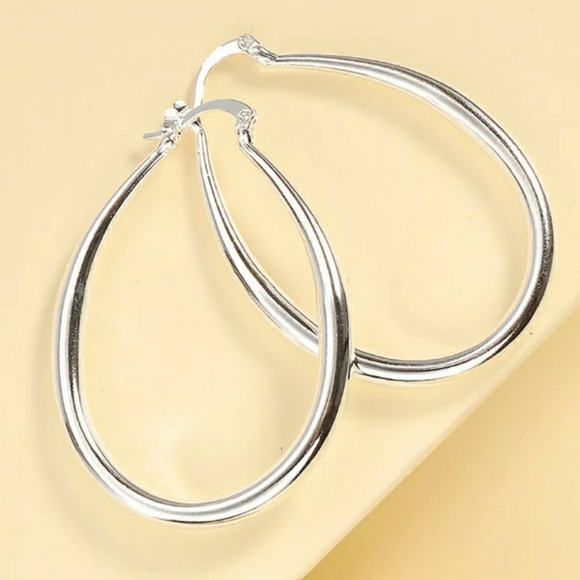 Silver Plated Hoop Earrings - Picture 2 of 3